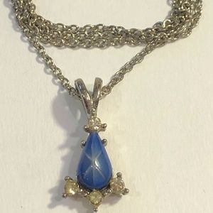 vintage STAR SAPPHIRE pendant necklace PROM boho